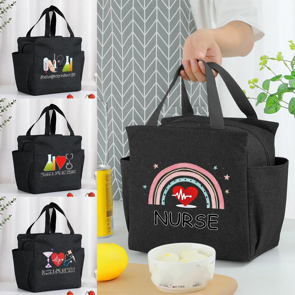 

BIG Capacity Insulated Thermal Lunch Food Bag Box Cooler Waterproof Original Design Nurse Series Printing for Kids