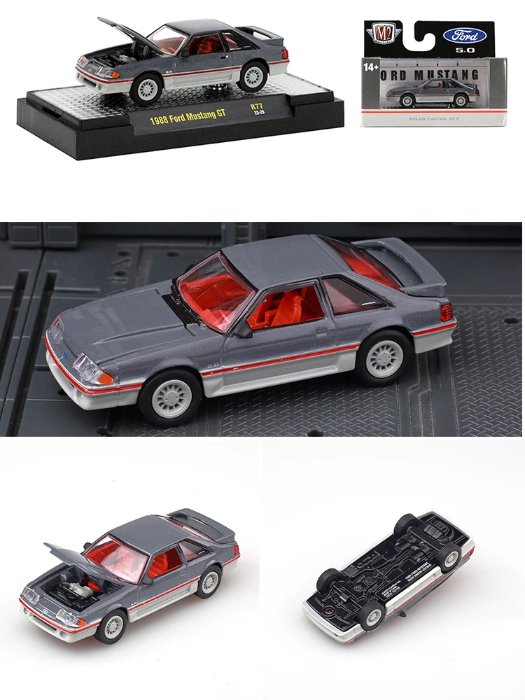 

Модель автомобиля из сплава под давлением Bburago M2 1/64 Ford Mustang GT 1:64, миниатюрная имитация, детские подарки, 1988