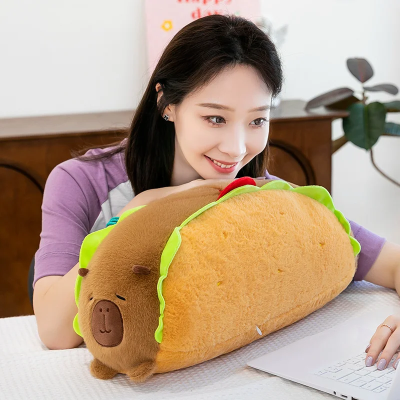 Creative Croissant Capybara Plush Throw Pillow Hot Dog Capybara Capybara Olive Panda Olive Plush Doll Soft Toy Kid Birthday Gift
