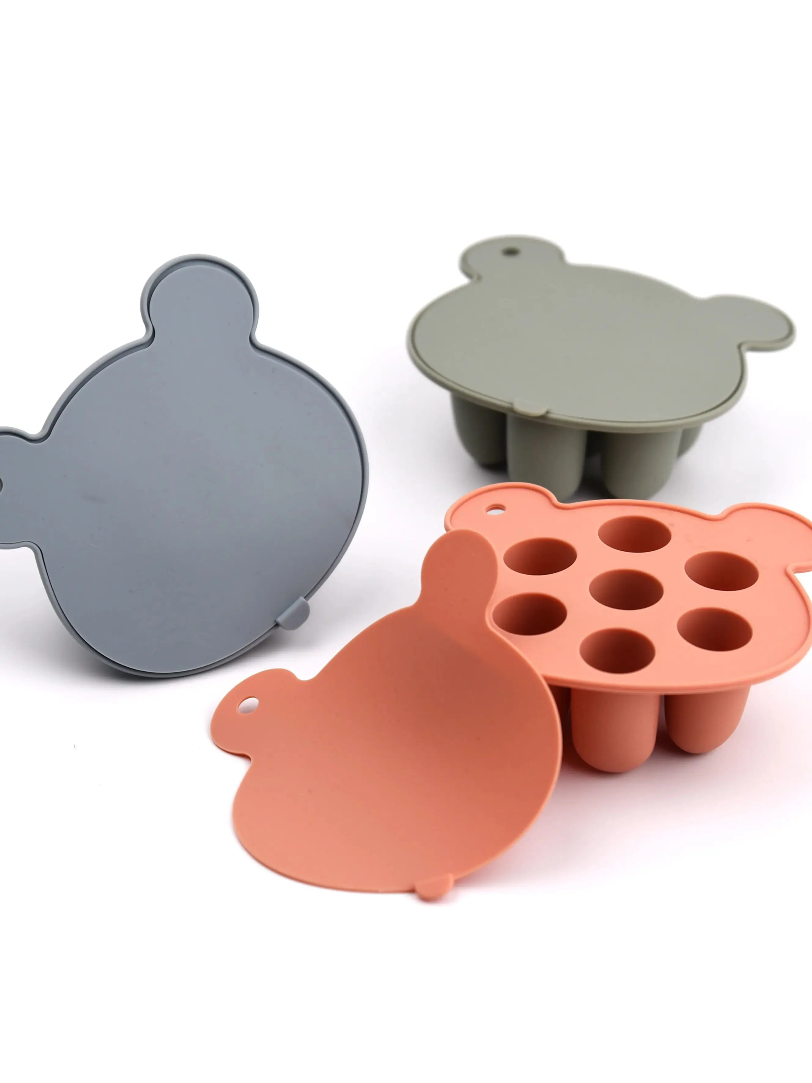 Silicone Ice Tray 100% Food Grade Silicone Bear Design Ice Mold With Lid for Breastmilk Popsicle