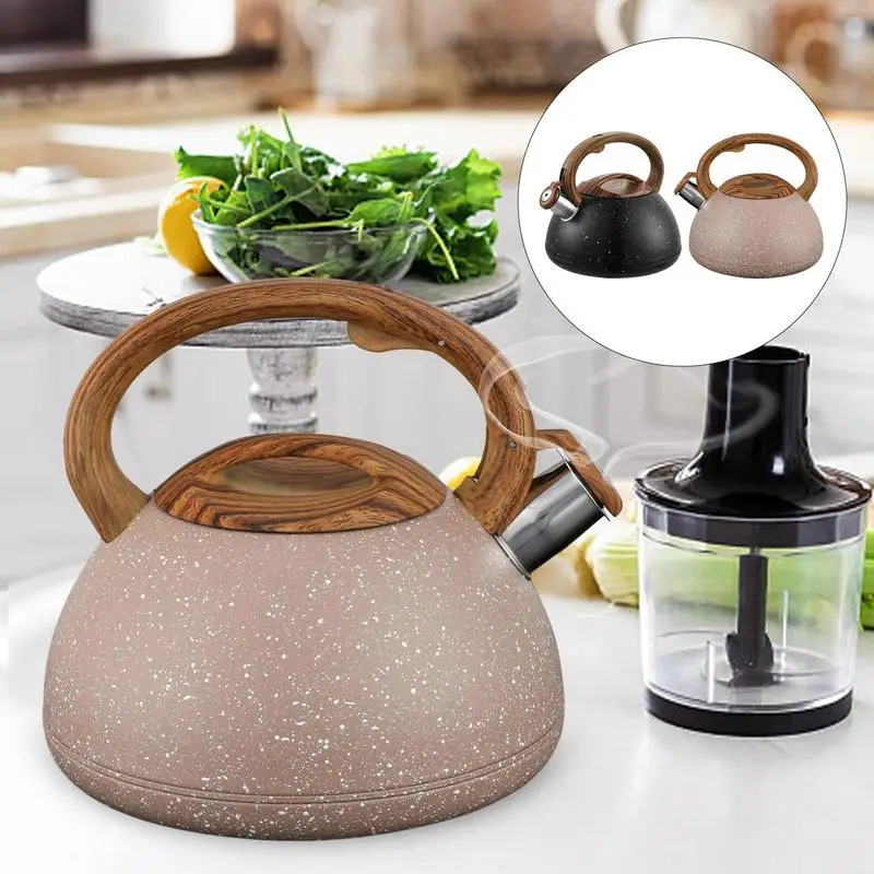 

Whistling Tea Kettle Stainless Steel Kettle 3L Boiling Teapot Water Wooden Handle Loud Kettle Teapot For Electric Ceramic Stove