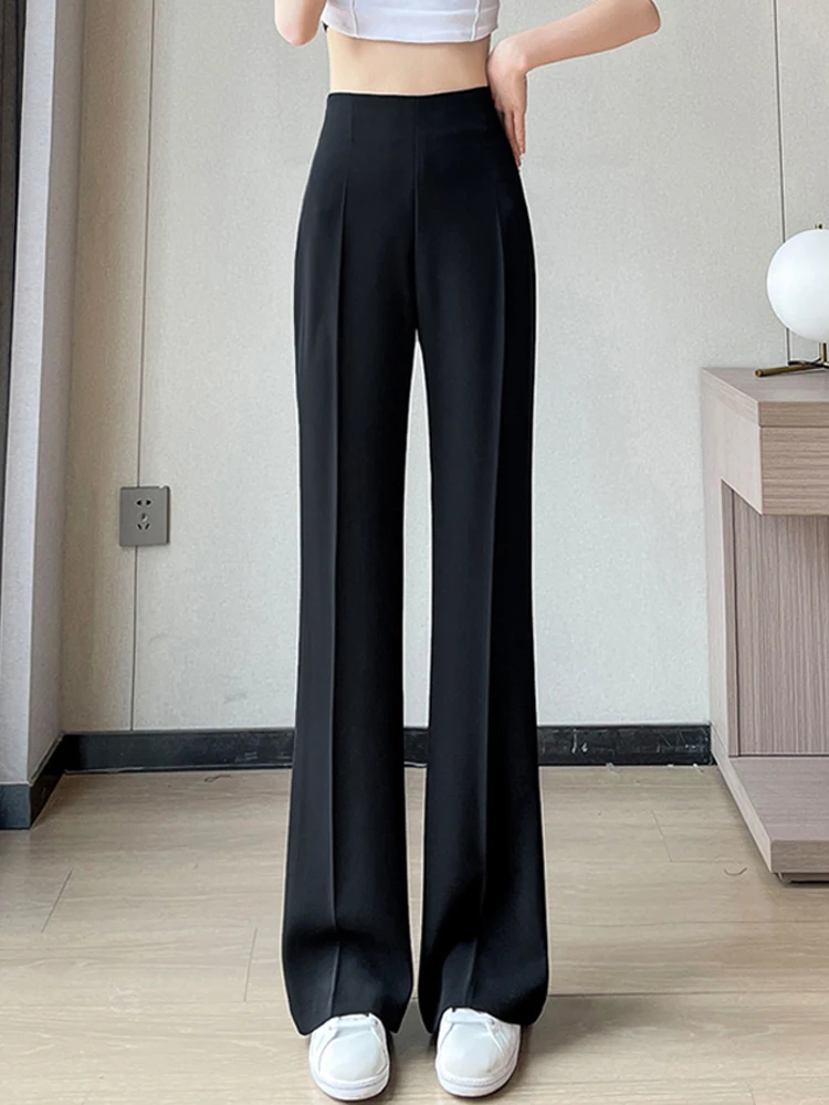 Spring and Summer Casual Pants for Women2023New Korean Style Loose Ice Silk  Straight-Leg Pants FatMMBlackinsSports Pants