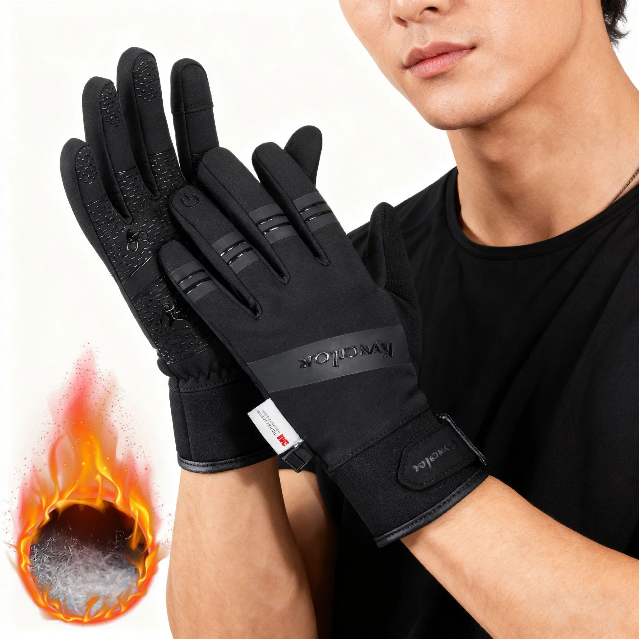 3M Gloves Black Waterproof Winter Warm Cycling Outdoor Sports Running Riding Motorcycle Ski Touch Screen Snowboard Gloves Men
