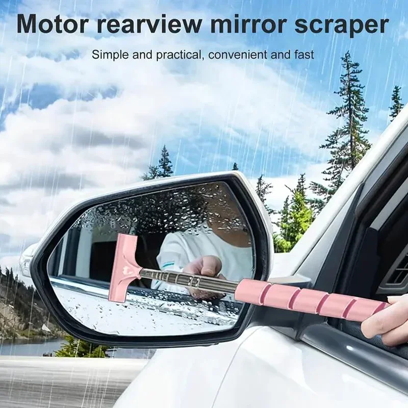 Extendable Car Rearview Mirror Rearview Mirror Wiper Stainless Steel Car Wiper Auto Glass Cleaning Tools Window Cleaning Brush