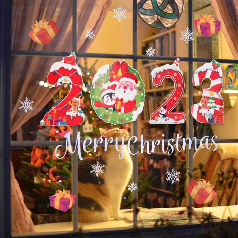Feliz Natal Decorações Para Casa 2023 Adesivos De Parede Janela Santa  Decalques Navidad Natal Enfeites Ano Novo Decoração De Vidro Adesivo -  Ornamentos Natalinos Pendentes E De Gota - AliExpress
