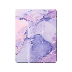 Premium Tablet Case with Pencil Holder - iPad 7th 8th 9th Gen (Purple Marble)