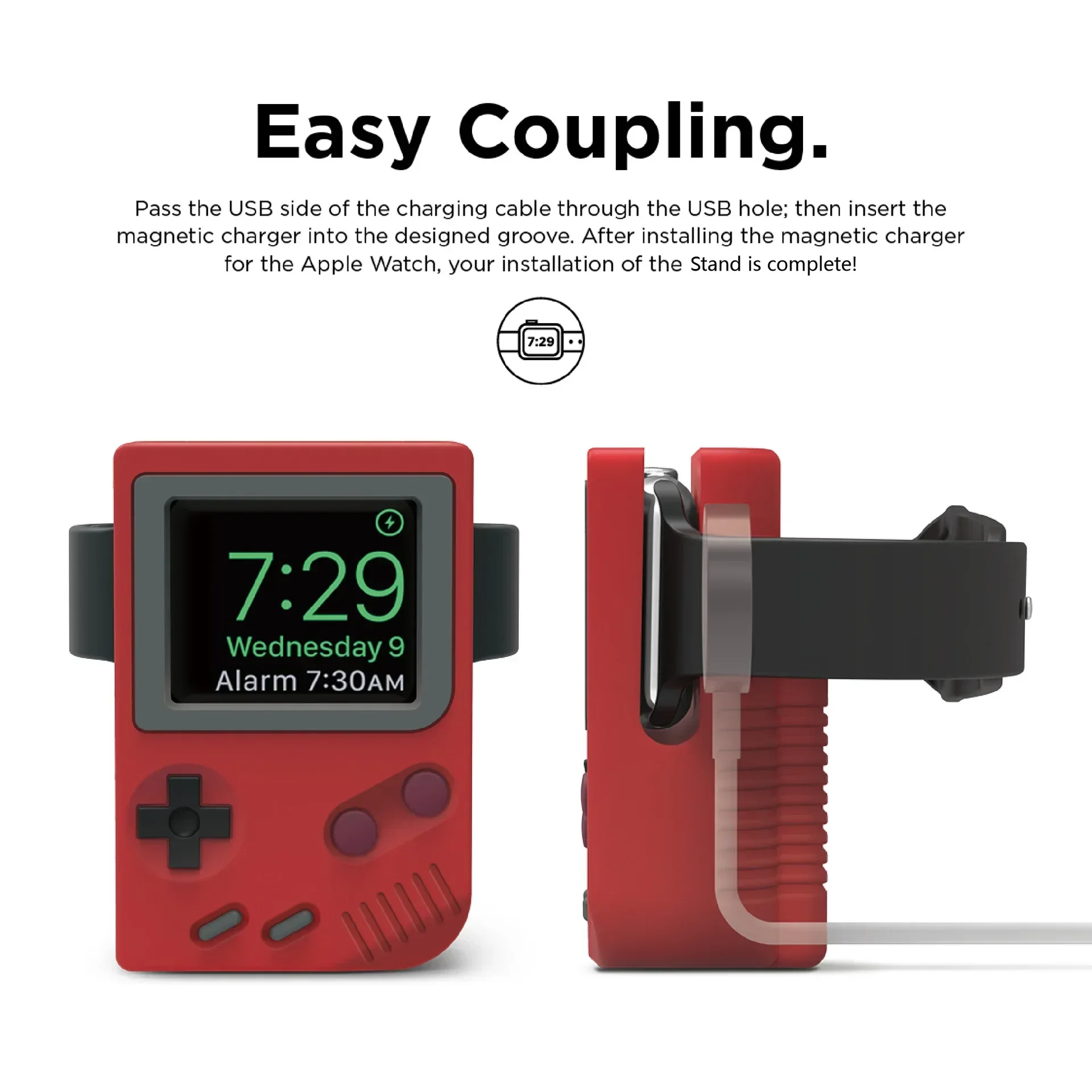 Silicone Holder For iWatch Charger Stand For Apple Watch 8 7 6 5 4 3 SE 45MM Charging Dock Desktop Retro Game Console Design