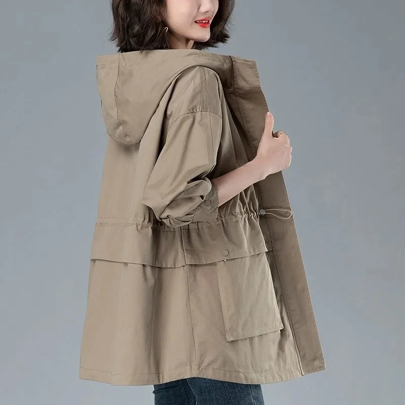 Cotton Hooded High-end Women's Trench Coat in the Long 2022 New Fashion Everything With the Fashionable Mother Dress Female Coat
