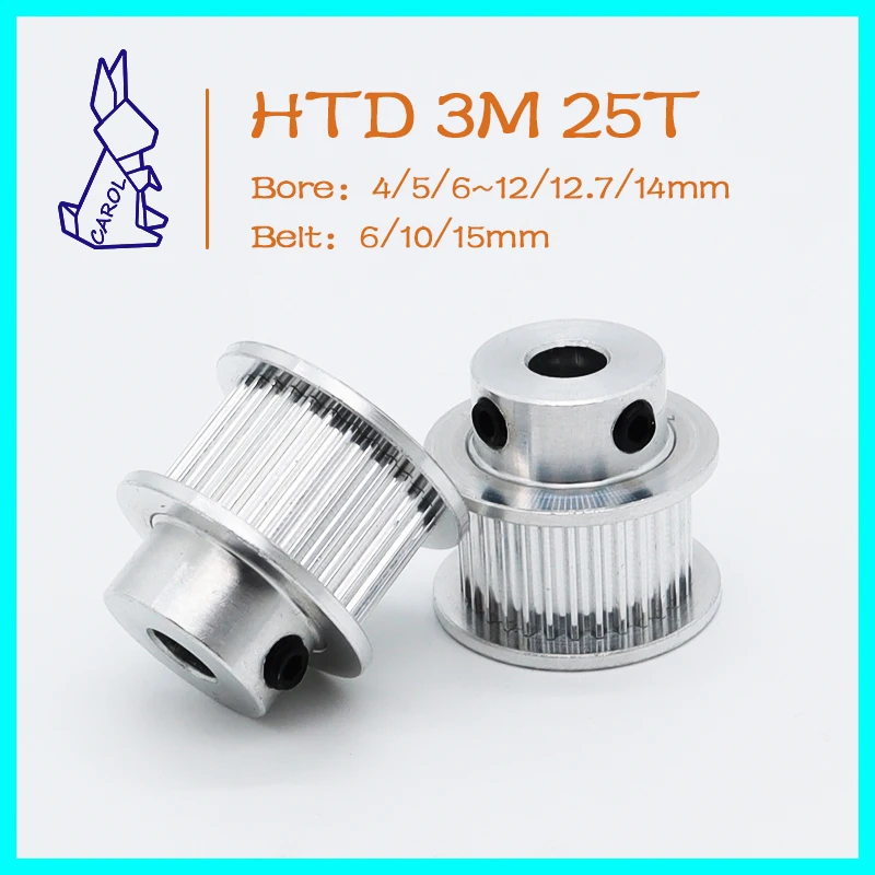 

HTD 3M 25Teeth Timing Pulley Bore 4/5/6~10/12/14mm For Width 6/10/15mm Belt Pulley 3M Gears Synchronous Wheels HTD3M Pulley 25T