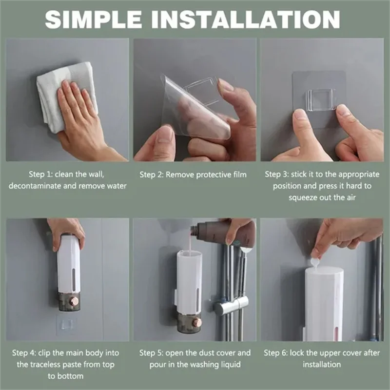 450ML Touchless Wall Mounted Soap Dispenser Bathroom Sanitizer Shampoo and Shower Gel Container Bottle Liquid Soap Dispensers 6