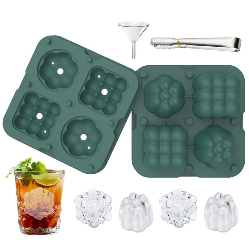 

Big Ice Ball Maker With Lids Silicone 4 Grids Ice Cube Trays Mold Kitchen Accessories For Cocktail Whiskey Bourbon