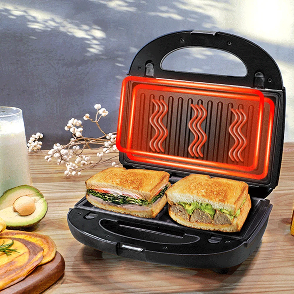 550W Electric Breakfast Machine Hot Pressed Sandwich Machine Panini  Portable Home Non-stick Double sides Heating Toaster 220V - AliExpress