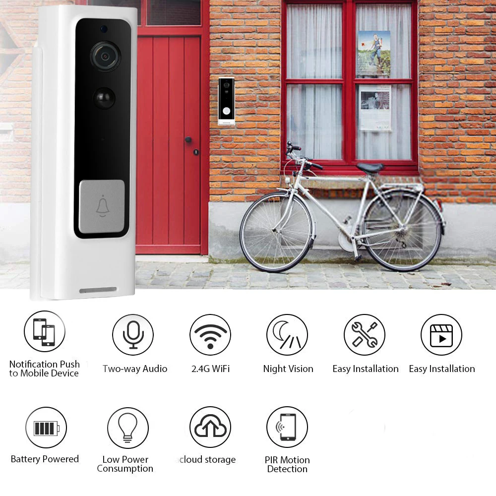 דלת וידאו אלחוטית עם מצלמת USB, מצלמת דלת ויזואלית עם תמיכה בטכנולוגיית WIFI ותמיכה בטכנולוגיית הסוללה