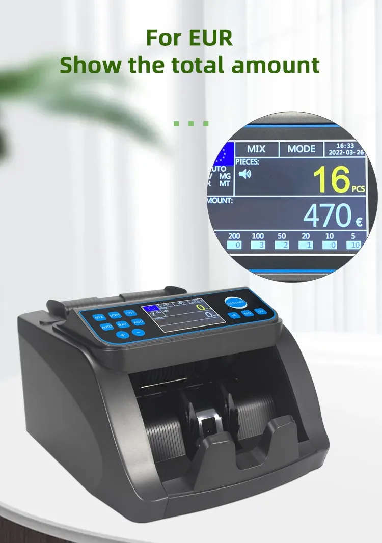 Description Picture 5 of itemPKR/EUR/INR/IQD Mix Value Money Counting Machine Fake Cash Bill Detector 6000E Banknote Counters