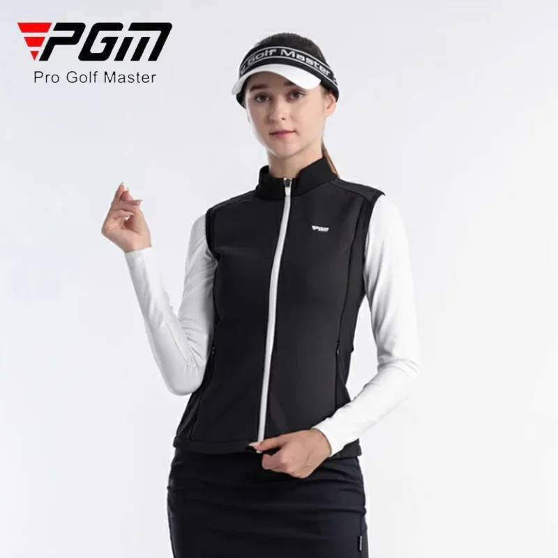 PGM Stand Collar Sleeveless Golf Jackets Women Windproof Golf Vest Ladies Warm Slim Sports Waistcoats Autumn Casual Coat