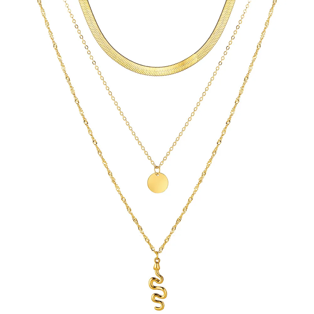 Creative New Snake Pendant Necklace Personality Punk Multilayer Clavicle Chain Necklaces for Women Party Collares Jewelry |