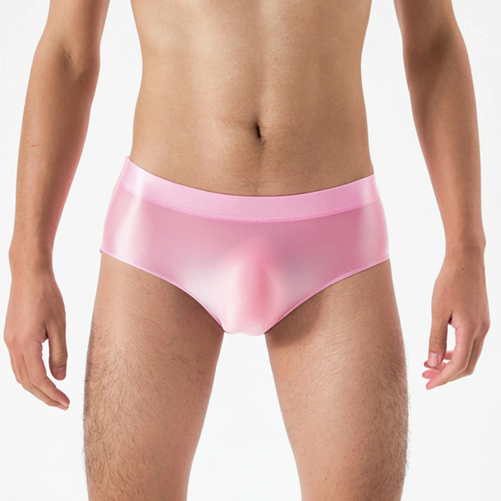

Sexy Men Oil Shiny Briefs Glossy Panties Man Low Rise Underwear Smooth Silky Underpants Gay See Through Seamless Panties Elastic