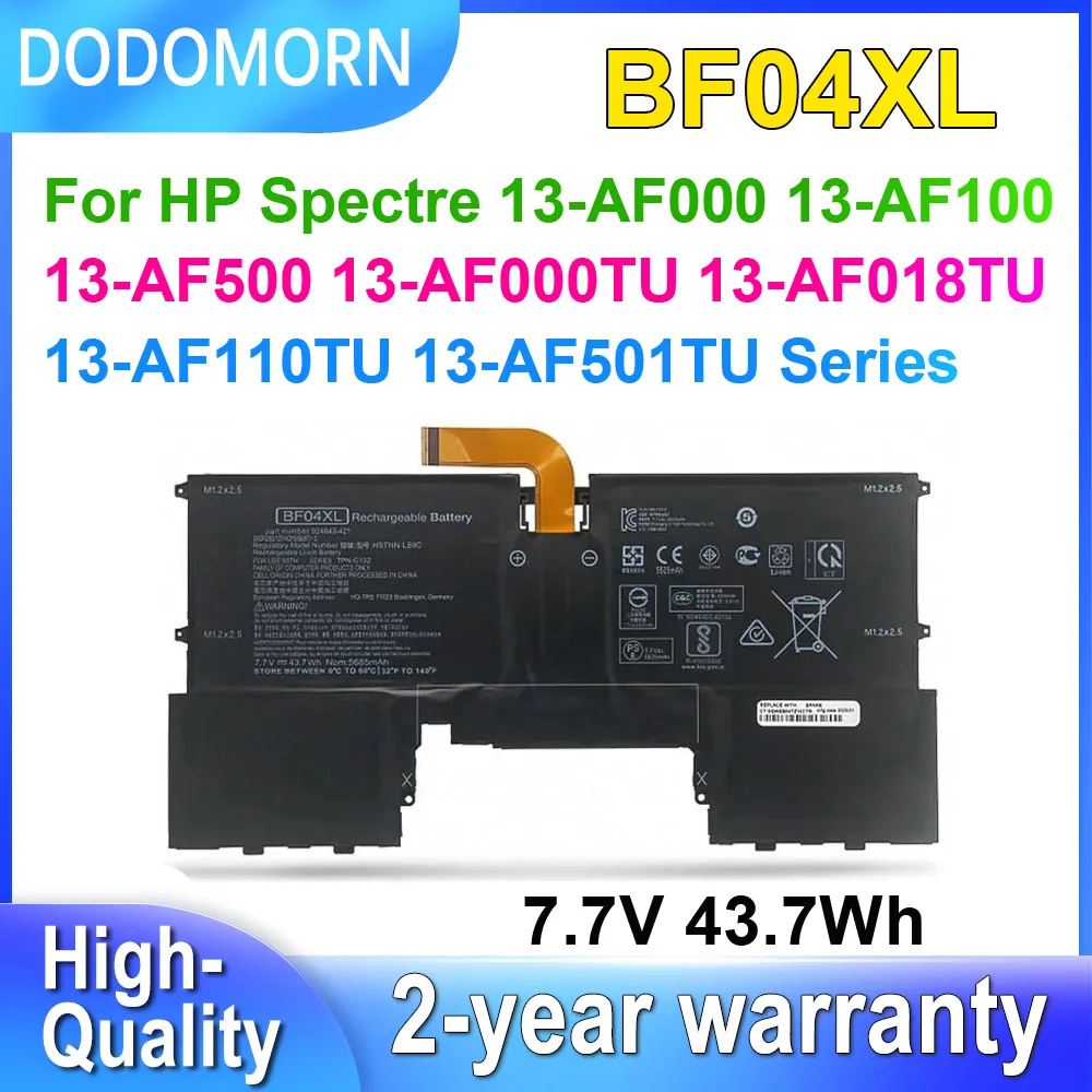 

Аккумулятор DODOMORN BF04XL для ноутбука HP Spectre 13-AF000 13-AF100 13-AF500 13-AF000TU 13-AF018TU 13-AF110TU 13-AF501TU, 7,7 В, Вт/ч