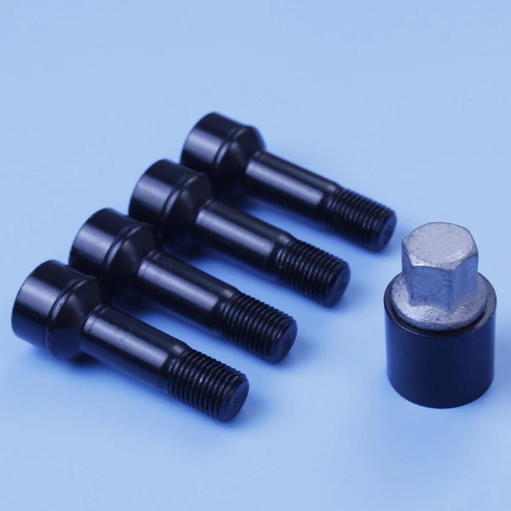 1 Set M14x1.5x45 Wheel Bolt Locks Black A0019901707 For Mercedesbenz E