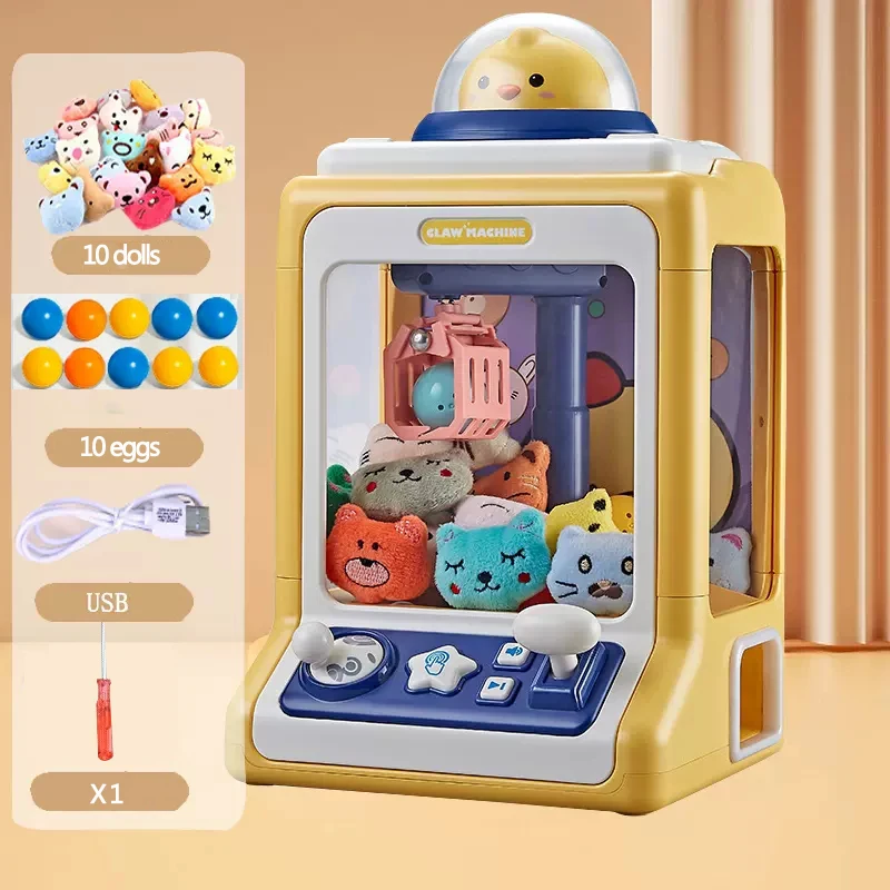 DIY Doll Machine Kids Coin Operated Play Game Mini Claw Catch