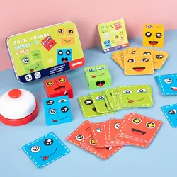 Jouets en bois pour enfants, blocs de construction, Cube de dessin animé, Puzzle 3D, Montessori, anti Stress 