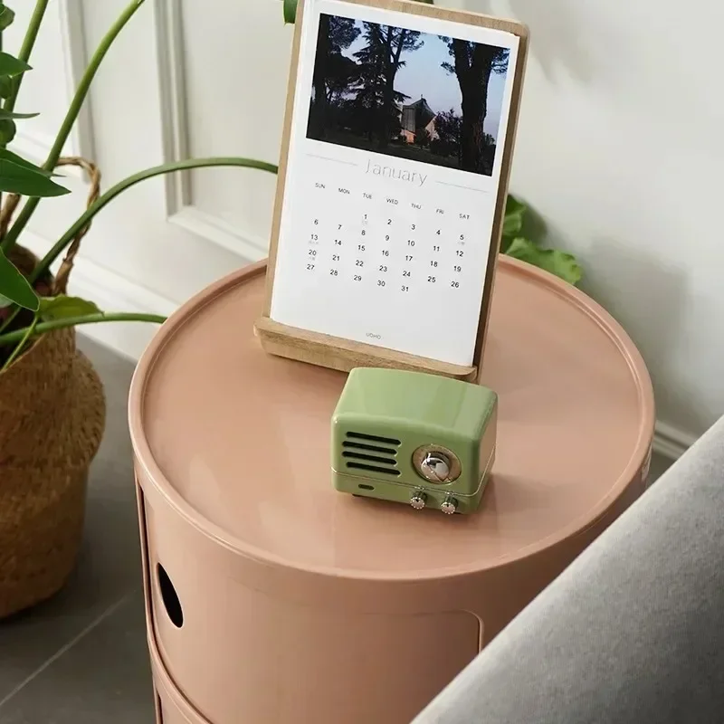 Round Multi-layer Bedside Table Simple Modern Creative Plastic Storage Cabinet Small Side Cabinet Living Room Storage plastic storage cabinet