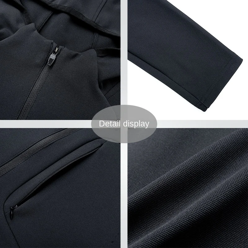 Hooded Sweatshirt Autumn And Winter Outdoor Running Quick-drying Clothes Men's Sports T-shirt Half-zipper Fitness Clothes