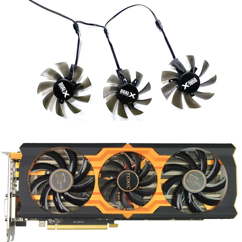 

DIY Double Ball 85MM 75MM Cooling Fan FD7010H12S 0.35A 4PIN TOXIC R9 270X GPU FAN For Sapphire Radeon Toxic R9 270X 280X FAN