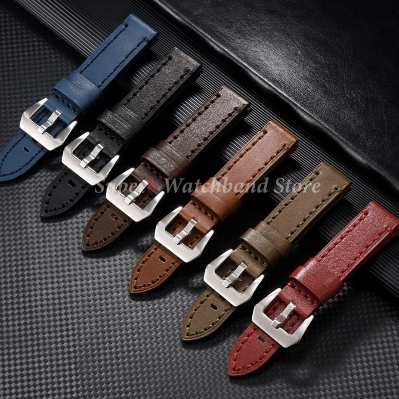 Premium Vintage Brown Cowhide Leather Watch Strap - Unisex Wrist Band