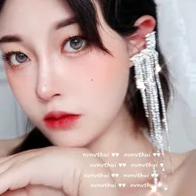 

Bright Luminous Flower Gem Eardrops Plated 18K Gold Galaxy Pouring Garland Woven Tassel Full Diamond Earrings