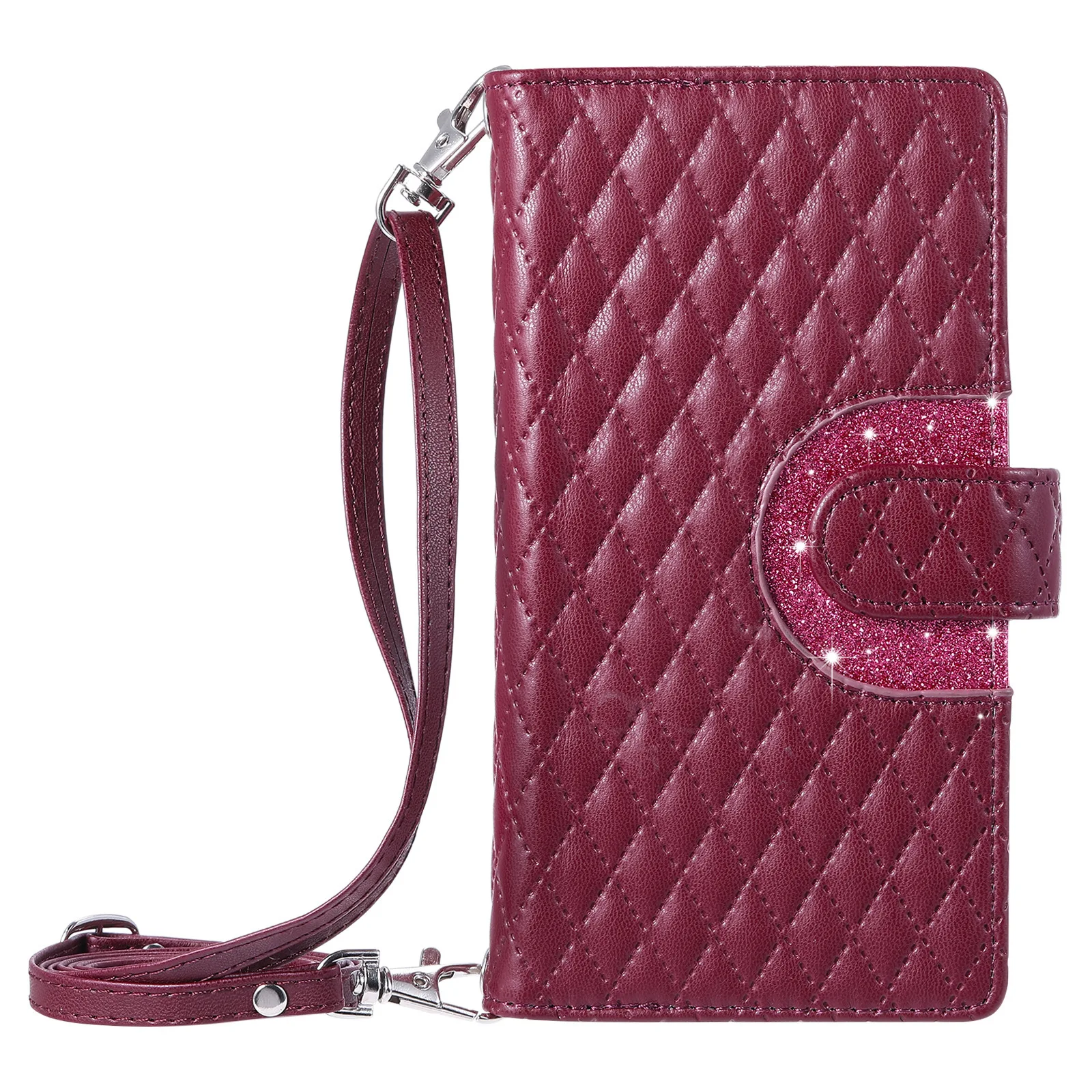 Luxury Multi 9-Card Zipper Case Leather Crossbody Wallet Cover