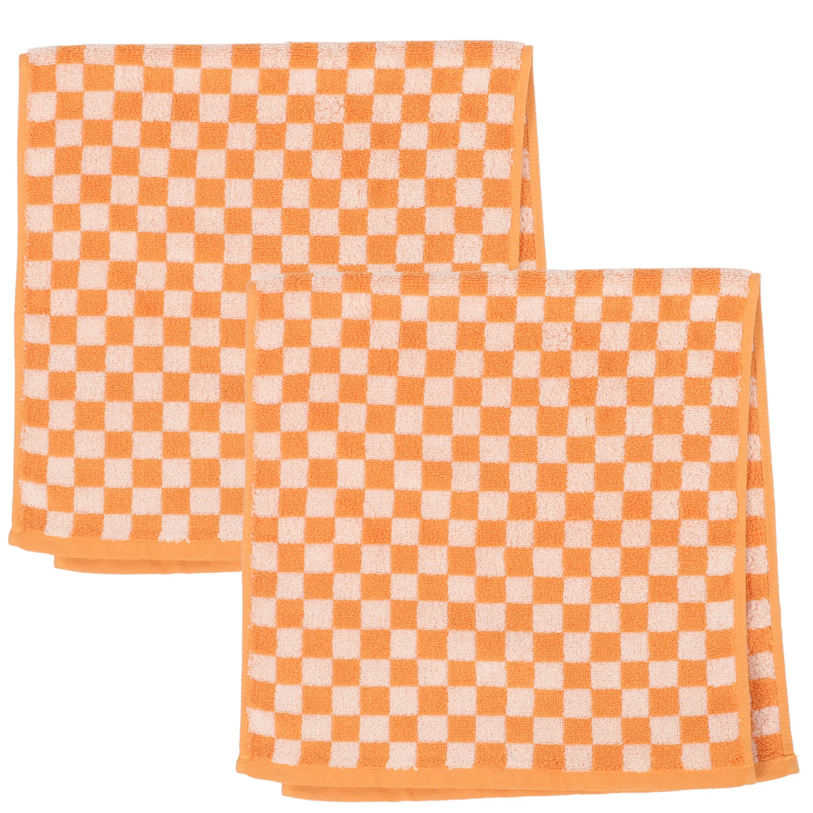 

2pcs Soft Washcloths Cotton Soft Absorbent Hand Towels Checkered Towels