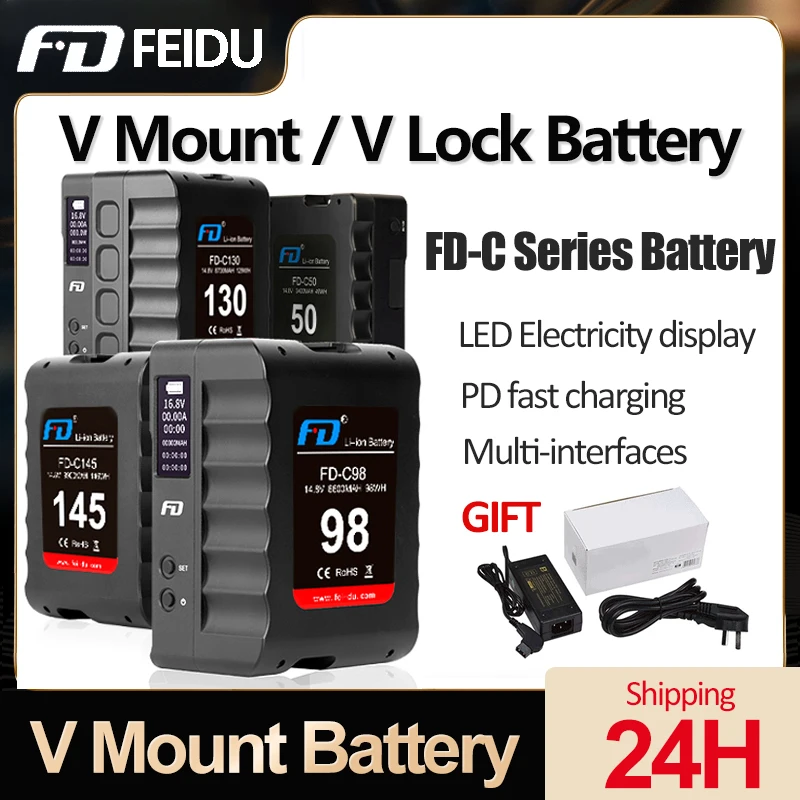 

Feidu Mini V Mount Battery OLED Display V Lock Battery PD Fast Charging Power Bank Multi-interface Rechargeable Battery for DSLR