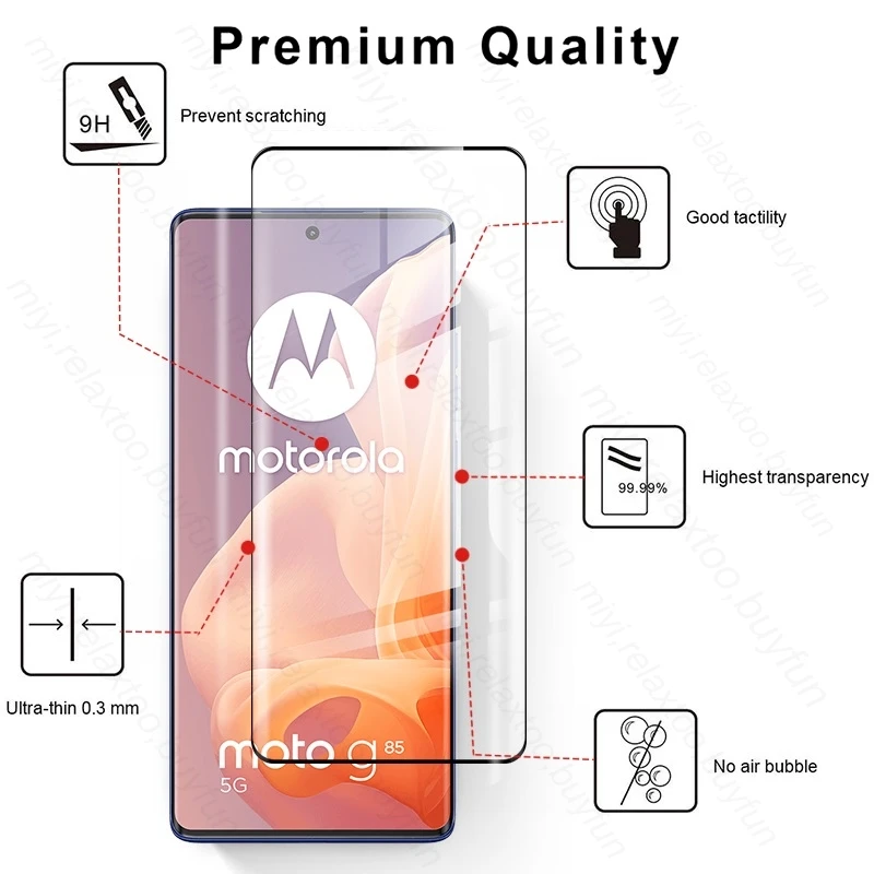 Full Glue Curved Tempered Glass Case For Motorola Moto G85 MotoG85 G 85 85G 5G XT2427-3 6.67" Screen Protector HD Film 999D screen protector,tempered glass