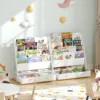 4-Tier Toddler Bookshelf with 2 Fabric Drawers, Metal Kids Bookshelf and Toy Storage,for Kids Room,Living Room,Study Room, White 3