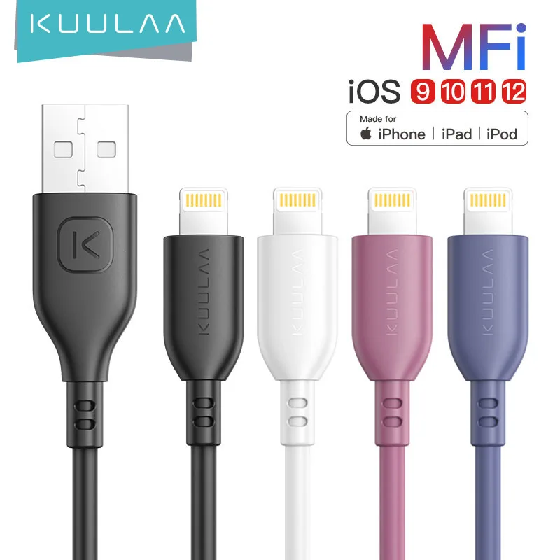 KUULAA MFi USB Cable For iPhone 13 12 11 Pro Max X XS XR 8 7 6 Plus 2.4A Fast Charging USB Charge Cord Data Cable For Lightning