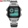PANARS Top Luxury Stainless Steel Strap Sport Watches Mens Waterproof Back Light Digital Wristwatch Male Alarm 6