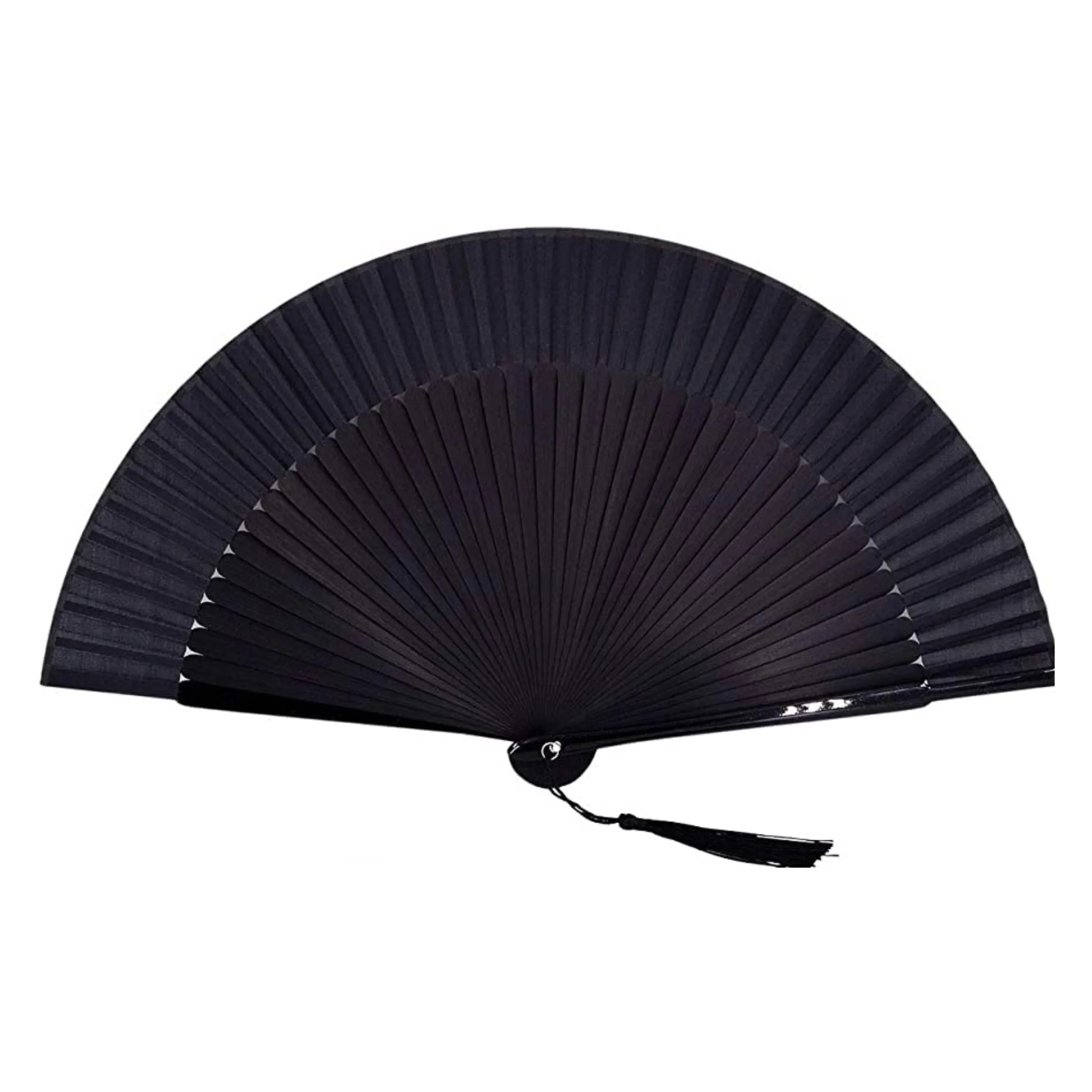 Vintage Black Bamboo Folding Fan – Handmade Retro Chinese/Japanese Style, 21.01 cm, Lightweight & Durable