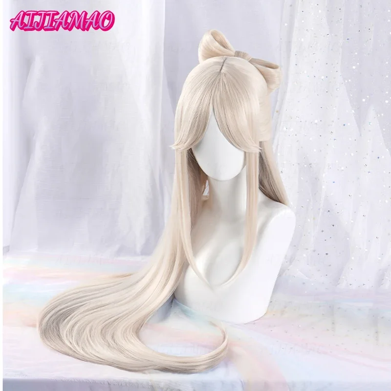 

Game Impact Cosplay 100cm Long Ningguang Cosplay Wig Heat Resistant Synthetic Hair Halloween Ning guang Wigs + Wig Cap
