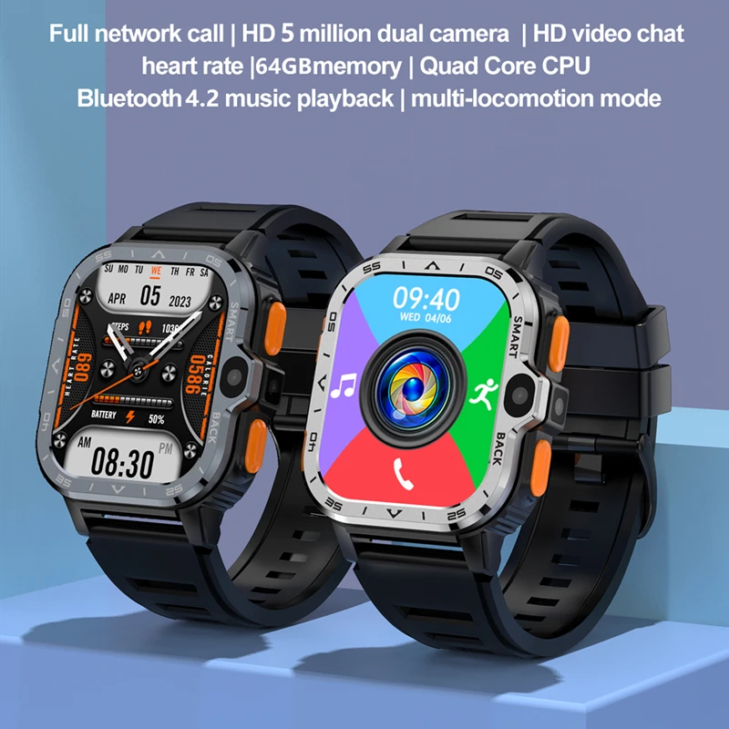 2023 4G LTE Smartwatch 4GB+128GB GPS Dual Camera Heart Rate Monitor Google  Play 