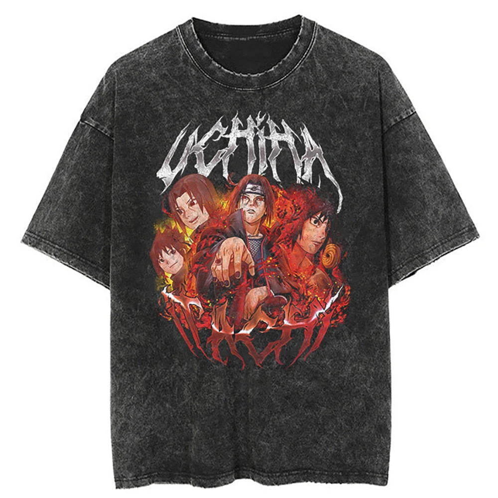 

Men Washed Tshirt Streetwear Retro Vintage Naruto Anime Graphic T-Shirt Funny 2023 Hip Hop T Shirt Casual Cotton Tops Tees