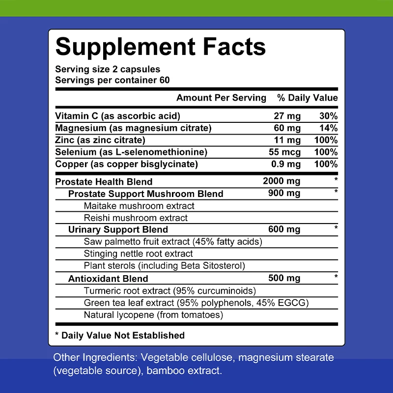 Saw palmetto extract, with vitamin C and minerals such as magnesium, supports urinary system health and protects hair