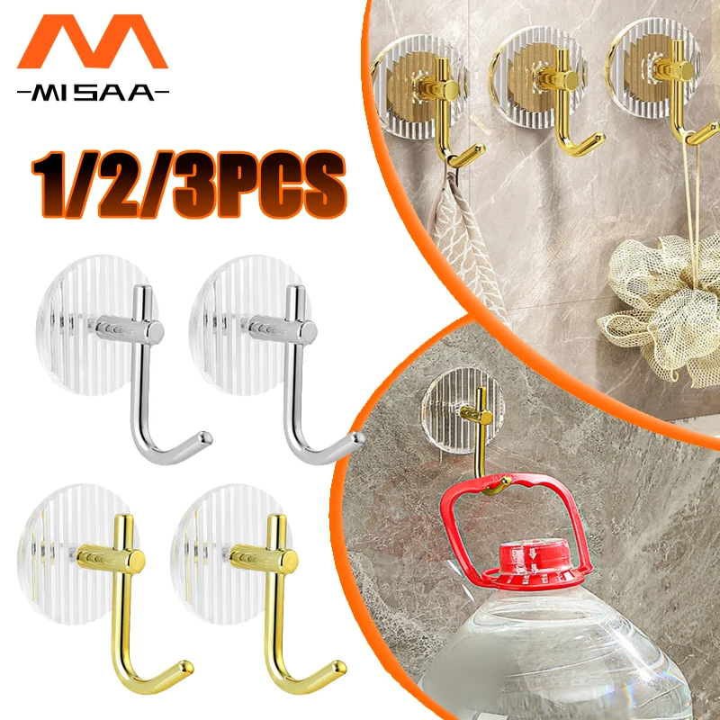 

1/2/3PCS Acrylic Wall Hook Strong Self Adhesive Hook Bathroom Accessories Towel Rack Hanging Coat Hanger Door Key Bag Holders