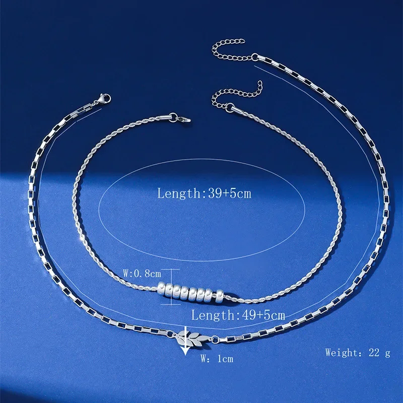 Double Layer Leaf Women's Necklace Exaggerated Fashion Club Party Gift Clavicle Chain For Femme Fashion Jewelry Accessories