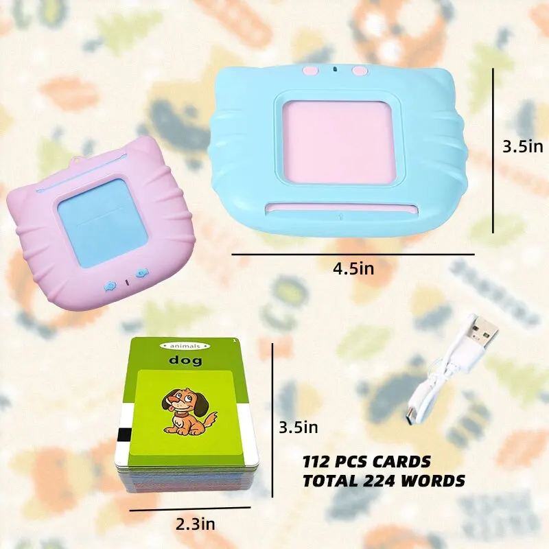 Early Education Flash Card Machine Cat Shape Learning Talking Language English Electronic Audio Book Toy Children Birthday Gift 6