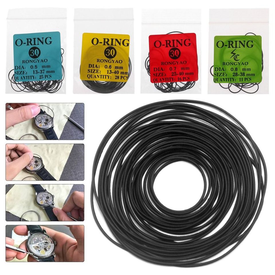 1 Pack 0.5/0.6/0.7/0.8mm Watch O-Ring Waterproof Rubber Watch Back Cover Gaskets Watch Repair Tool For Watchmaker Tools Accessoy