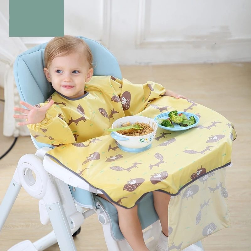 Combinaison bavoir à manches longues pour nouveau-né avec housse de table  pour gril, robe de chaise de salle à manger pour bébé, serviette de salive  imperméable, tablier de rot, alimentation - AliExpress