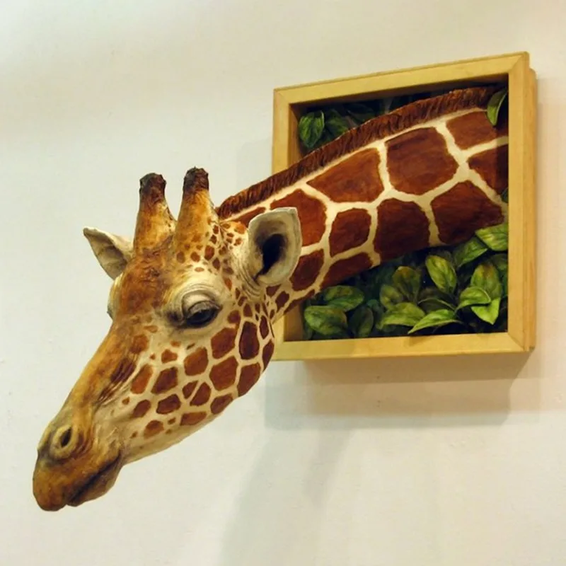 

3D Photo Frame Giraffe Creative Wall Pendant Simulation Animal Figurines Arts and Crafts Living Room Home Decoration