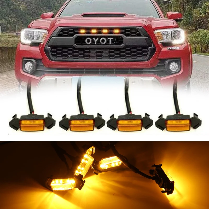 

Led Grille Licht Universele Auto Gerookte Amber Wit 4LED Grill Licht Verlichting Eagle Eye Lamp Voor Off Road Kofferbak Suv ford