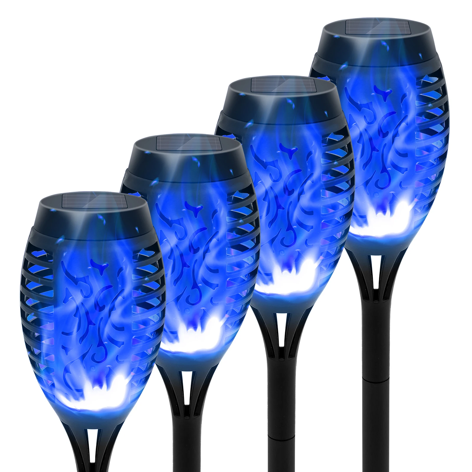 4Pcs Blue Solar Lts